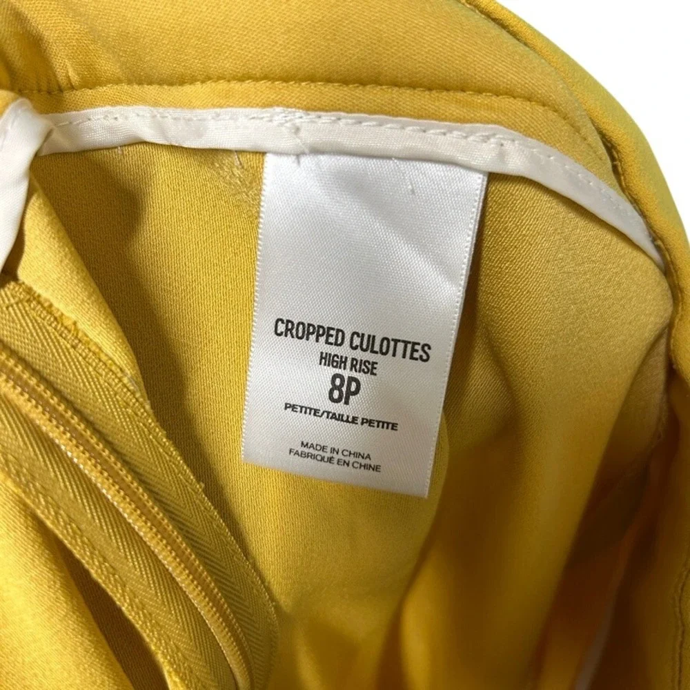 Express Women's Mustard Yellow High Rise Cropped Culottes Wide Leg Pants Size 8P - Picture 6 of 8